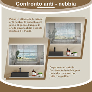 AICA SPECCHIO DA BAGNO CON LED, 120x70cm, Disappannamento, Funzione Memoria, Infinitamente Dimmerabile