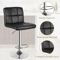 Set di 2 sgabelli da bar in pelle PU - RATTANTREE - regolabile in altezza, sgabello da cucina con schienale - Nero