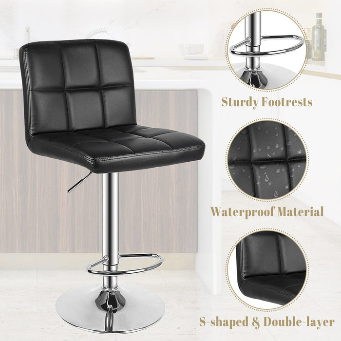 Set di 2 sgabelli da bar in pelle PU - RATTANTREE - regolabile in altezza, sgabello da cucina con schienale - Nero