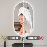 Specchio bagno ovale 45x75 cm con led. Dimmerabile + Touch Control + Bordo non sabbiato + IP44