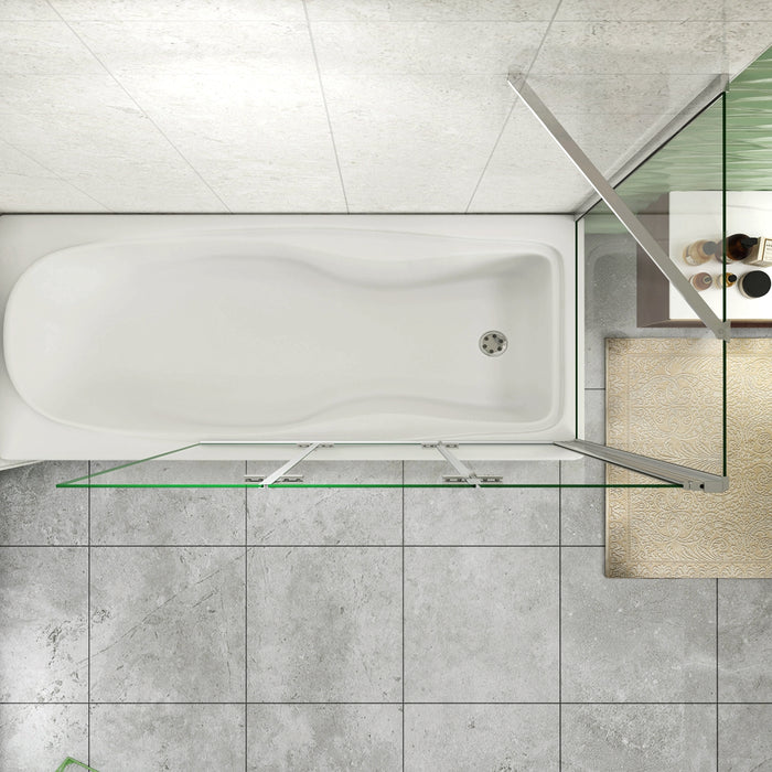 H.140 cm Parete Doccia Per Vasca con Lato Fisso 130x80 cm 3 Ante Movibili Pieghevoli a Libro in Vetro Temperato 6 mm Trasparente Anticalcare Telaio Cromo Lucido