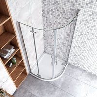 90x90x195 cm Box Doccia Semicircolare Porte Battenti e Ante Pieghevoli in Vetro Temperato 6mm Anticalcare Trasparente Profilo Cromo Lucido