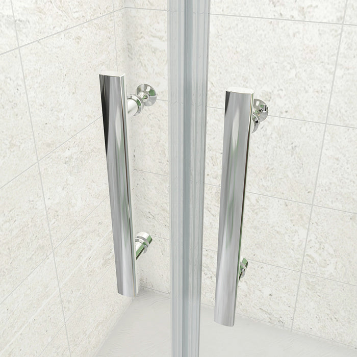 185 cm Box Doccia Angolare Porta Battente Saloon 90 cm Parete Fissa 70 cm Vetro da 6 mm Temperato Anticalcare Barra Stabilizzatrice 45 cm Cromo Lucido