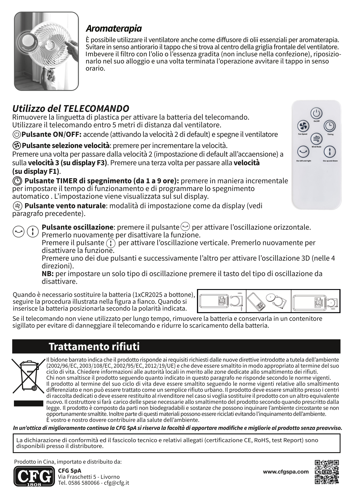 CFG ORBITAL 3D EV124 VENTILATORE PIANTANA ORBITALE 3 velocità oscillazione orbitale 3D timer funzione vento naturale display touch screen