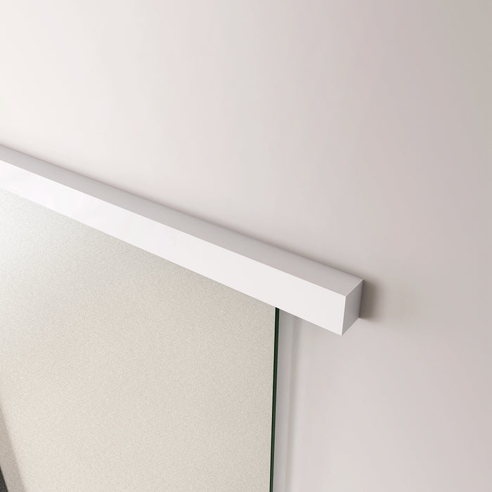 90x225 cm Porta Scorrevole in Vetro da 8 mm Temperato Opaco con Pellicola Anti-frantumi con Binario in Alluminio Bianco Verniciato