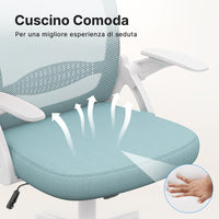 Sedia Ufficio con Supporto Lombare - RATTANTREE - Sedia Ufficio da Scrivania ergonomica Braccioli 90° Regolabile - Blu