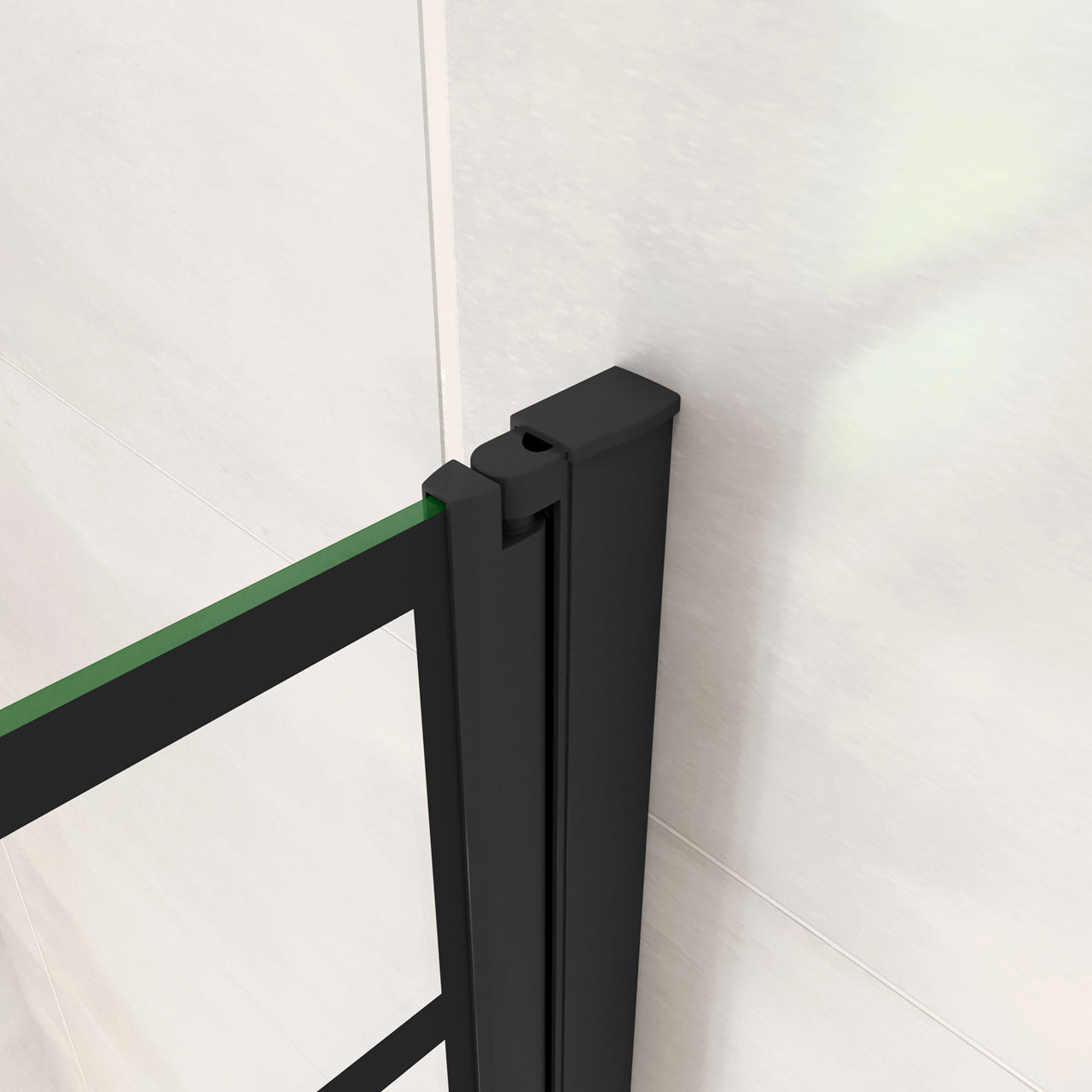 Parete Vasca Doccia 80xh.140cm Sopravasca Pannello Girevole in Vetro Temperato 6 mm Trasparente con Riquadri Neri