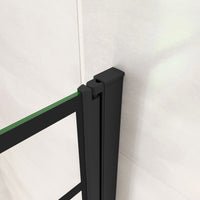 Parete Vasca Doccia 80xh.140cm Sopravasca Pannello Girevole in Vetro Temperato 6 mm Trasparente con Riquadri Neri