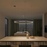 LAUTARO Lampadario LED 59W Pendente Lampada a Sospensione Circolare DALI Dimmerabile 90cm Luce Sala Ricevimento Ristorante Albergo GRIGIO 4000K