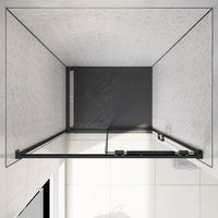 130x195 cm Box Doccia Per Nicchia Porta Scorrevole in Vetro 8 mm Temperato Trasparente Anticalcare Profilo Nero Opaco Softclose