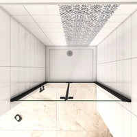 90x190 cm Porta Doccia per Nicchia Apertura Battente Pieghevole in Vetro Temperato Trasparente 5 mm Anticalcare Telaio Nero Opaco