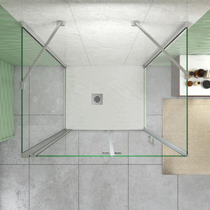 185 cm Box Doccia a Tre Lati Porta Pieghevole a Libro 100 cm Doppia Parete Fissa 90 cm Vetro da 6 mm Temperato Anticalcare Barra Stabilizzatrice 45 cm Cromo Lucido