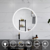 AICA Specchio da bagno 70 x 70 cm, 3 colori, antiappannamento, dimmerabile, interruttore touch, Funzione Memoria
