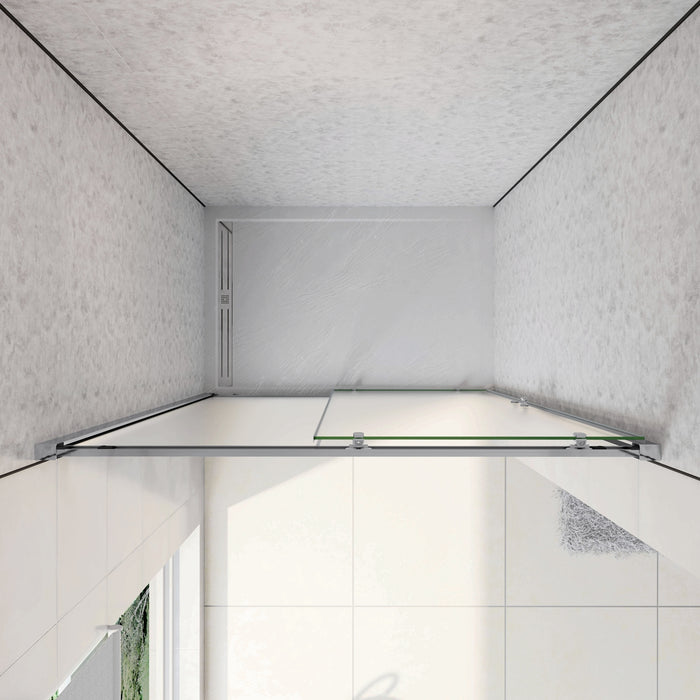 110x185 cm Porta Doccia Per Nicchia Anta Scorrevole Ingresso Laterale In Vetro Temperato 5mm Satinato Opaco