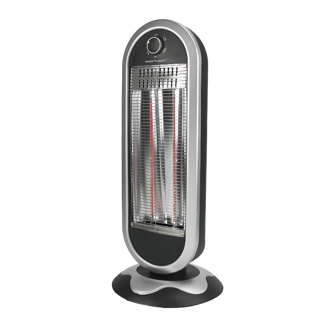 Stufa al Carbonio 900w Due potenze 450/900w Oscillante Sensore Antiribaltamento Corpo Antiscottatura Maniglia Trasporto