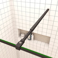 120x200cm Walk In Parete Per Doccia in Vetro Temperato 8mm Anticalcare con Bordo Nero Serigrafato Barra Stabilizzatrice da 73-120 cm