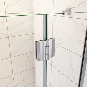 90x190 cm Porta Doccia Per Nicchia Apertura Battente in Vetro 8 mm Temperato Trasparente Anticalcare e Maniglione Porta Asciugamani Barra Stabilizzatrice