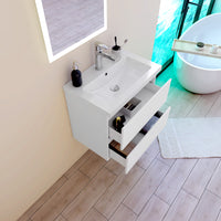 Mobile per bagno sospeso con lavabo da incasso 60 cm bianco