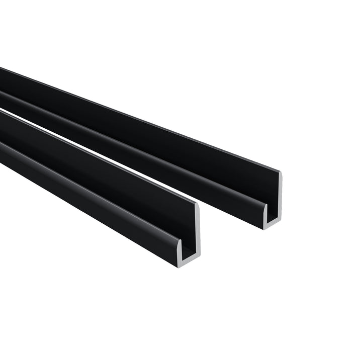 120x210 cm Pannello Doccia Realizzato in Alluminio Spessore 3mm con Profili Finitura Nero Opaco per Rivestimento Parete Bagno