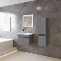 Mobile bagno sospeso con lavabo da incasso 59 cm,bianco, 2 ante.