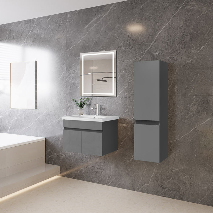 Mobile bagno sospeso con lavabo da incasso 59 cm,bianco, 2 ante.