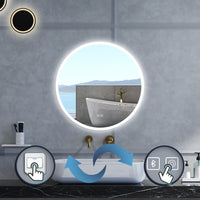 Specchio da bagno Rotondo con 70cm,Blue tooth,3 colori,Memoria, Antifog,Regorabile,Retroilluminato,doppio interruttore,