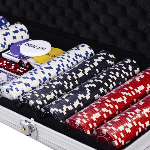 Set da poker con 500 fiches valigetta da poker per 2-4 giocatori con serratura in alluminio giochi di carte dadi 20_0007490