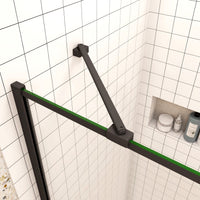 90x200cm Walk In Parete Per Doccia in Vetro Temperato 8mm Anticalcare con Bordo Nero Serigrafato Barra Stabilizzatrice da 45 cm