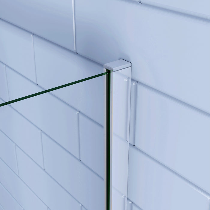 195cm Box Doccia Angolare Porta Battente con Parete Fissa 76x100cm Vetro 6 mm Temperato Anticalcare Trasparente con 2 Barre Stabilizzatrici da 30cm e 140cm