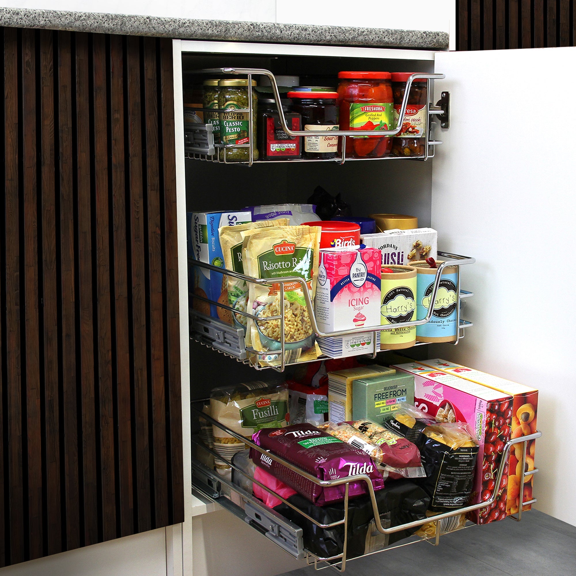 Tirare Fuori Cestini in Acciaio da Cucina Cestelli Organizzazione Credenza da 40cm