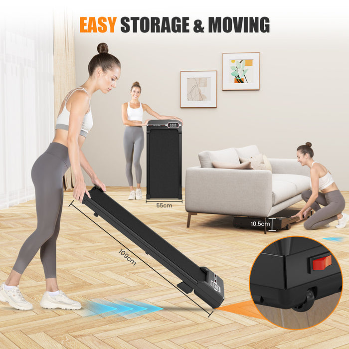 Tapis roulant con inclinazione - Tapis Roulant Salvaspazio 1-8KM/H - Walking Pad con 5 Ammortizzazione e Motore Silenzioso da 2,5 CV - Carico Massimo 120KG, Noir