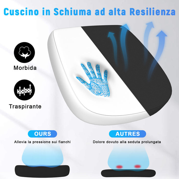 Sedia Ufficio Bracciolo Regolabile - RATTANTREE - con Supporto Lombare, Schienale Reclinabile 105°, Nero