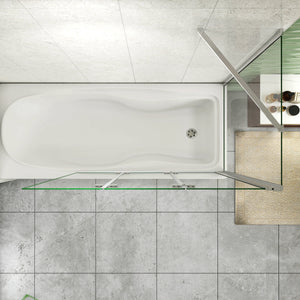 H.140 cm Parete Doccia Per Vasca con Lato Fisso 130x75 cm 3 Ante Movibili Pieghevoli a Libro in Vetro Temperato 6 mm Trasparente Anticalcare Telaio Cromo Lucido