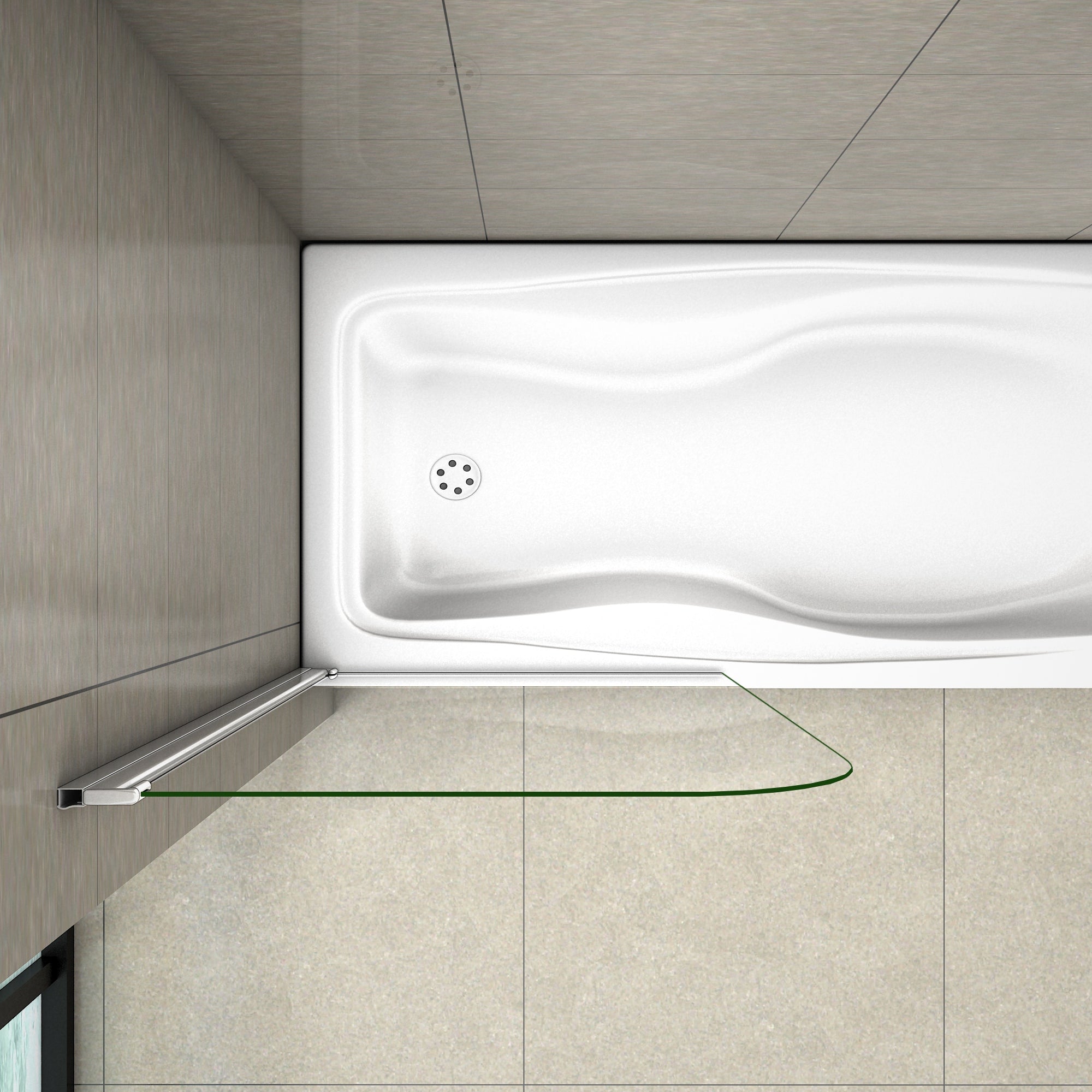 80x140 cm Sopravasca Parete Per Vasca Pannello Singolo Vetro Temperato 4 mm Trasparente Telaio Argento Opaco