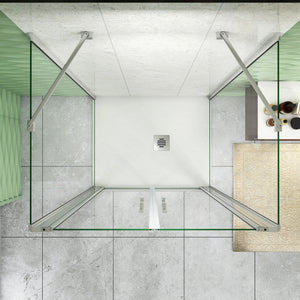 185 cm Box Doccia a Tre Lati Porta Battente Saloon 80 cm Doppia Parete Fissa 90 cm Vetro da 6 mm Temperato Anticalcare Barra Stabilizzatrice 45 cm Cromo Lucido