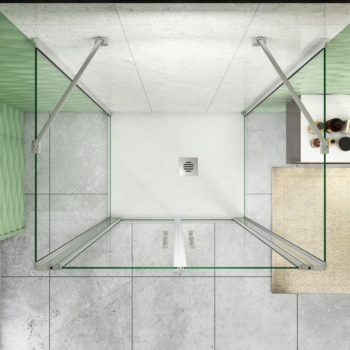 185 cm Box Doccia a Tre Lati Porta Battente Saloon 80 cm Doppia Parete Fissa 90 cm Vetro da 6 mm Temperato Anticalcare Barra Stabilizzatrice 45 cm Cromo Lucido