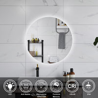 AICA Specchio da bagno 60 x 60 cm, antiappannamento, dimmerabile, interruttore touch, Funzione Memoria