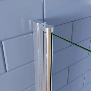 187cm Box Doccia Angolare Porta Battente e Lato Fisso 70x70cm Vetro Trasparente 6mm Anticalcare Barra 140cm Cromato