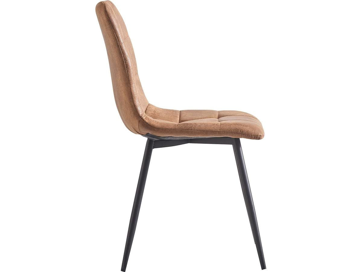 Set 2 Sedie Vintage in Tessuto Marrone per Sala da Pranzo Habitat et Jardin