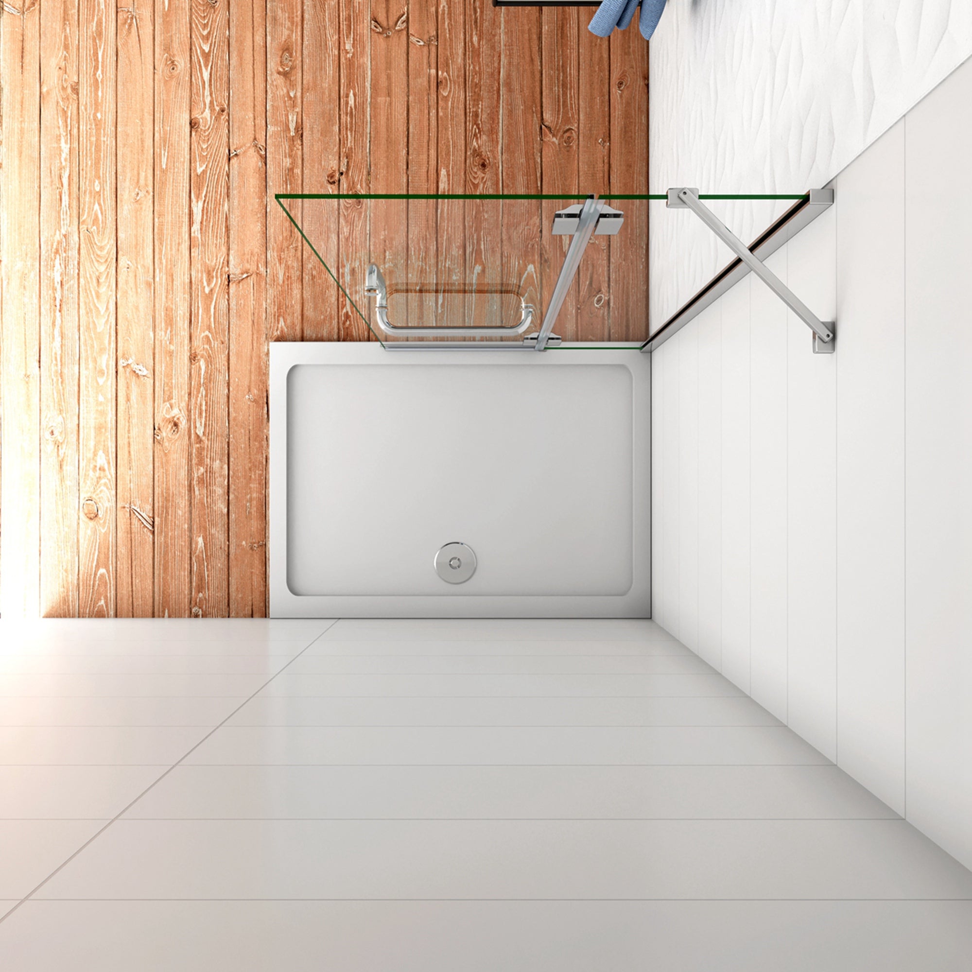 WALK IN Parete Doccia Paretina Fissa + Porta Movibile 116x190 cm in Vetro 8 mm Trasparente Temperato Anticalcare con Barra Stabilizzatrice Telaio Cromato Lucido