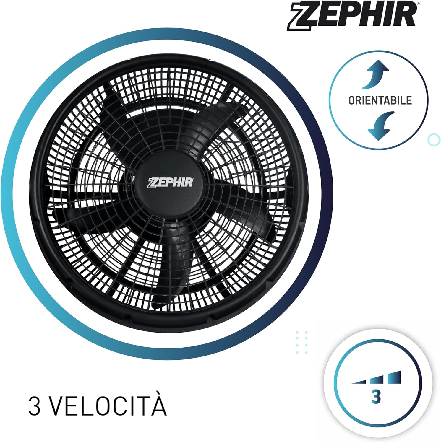 Zephir ZBF04CM Ventilatore da Pavimento, Nero