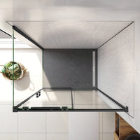 195 cm Box Doccia Angolare 120X70 cm Porta Scorrevole con Parete Fissa Vetro 8 mm Temperato Anticalcare Trasparente Profilo Nero Opaco Softclose