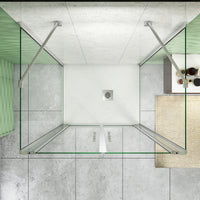 185 cm Box Doccia a Tre Lati Porta Battente Saloon 90 cm Doppia Parete Fissa 80 cm Vetro da 6 mm Temperato Anticalcare Barra Stabilizzatrice 45 cm Cromo Lucido