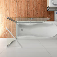 110x140cm Parete Doccia Sopravasca Angolare 2 Ante Pieghevoli con Parete Laterale 80 cm Vetro Temperato 6 mm Trasparente Anticalcare Cromato Lucido