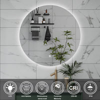 AICA Specchio da bagno 60 x 60 cm, antiappannamento, dimmerabile, interruttore touch, Funzione Memoria