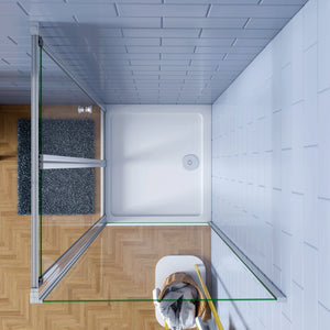 185cm Box Doccia Angolare Porta a Soffietto con Parete Fissa 70x80cm in Vetro Temperato Trasparente 5 mm Profilo Cromo Lucido