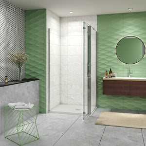 185 cm Box Doccia Angolare Porta Battente Pieghevole 100 cm Parete Fissa 90 cm Vetro da 6 mm Temperato Anticalcare Barra Stabilizzatrice 45 cm Cromo Lucido