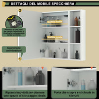 Mobiletto Specchiera Pensile da Bagno 50x70 cm, Bianco