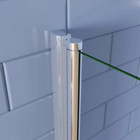 187cm Box Doccia Angolare Porta Battente e Lato Fisso 80x70cm Vetro Trasparente 6mm Anticalcare Barra 140cm Cromato