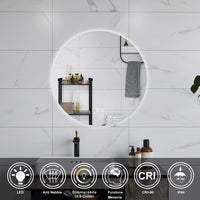 AICA Specchio da bagno 70 x 70 cm, 3 colori, antiappannamento, dimmerabile, interruttore touch, Funzione Memoria